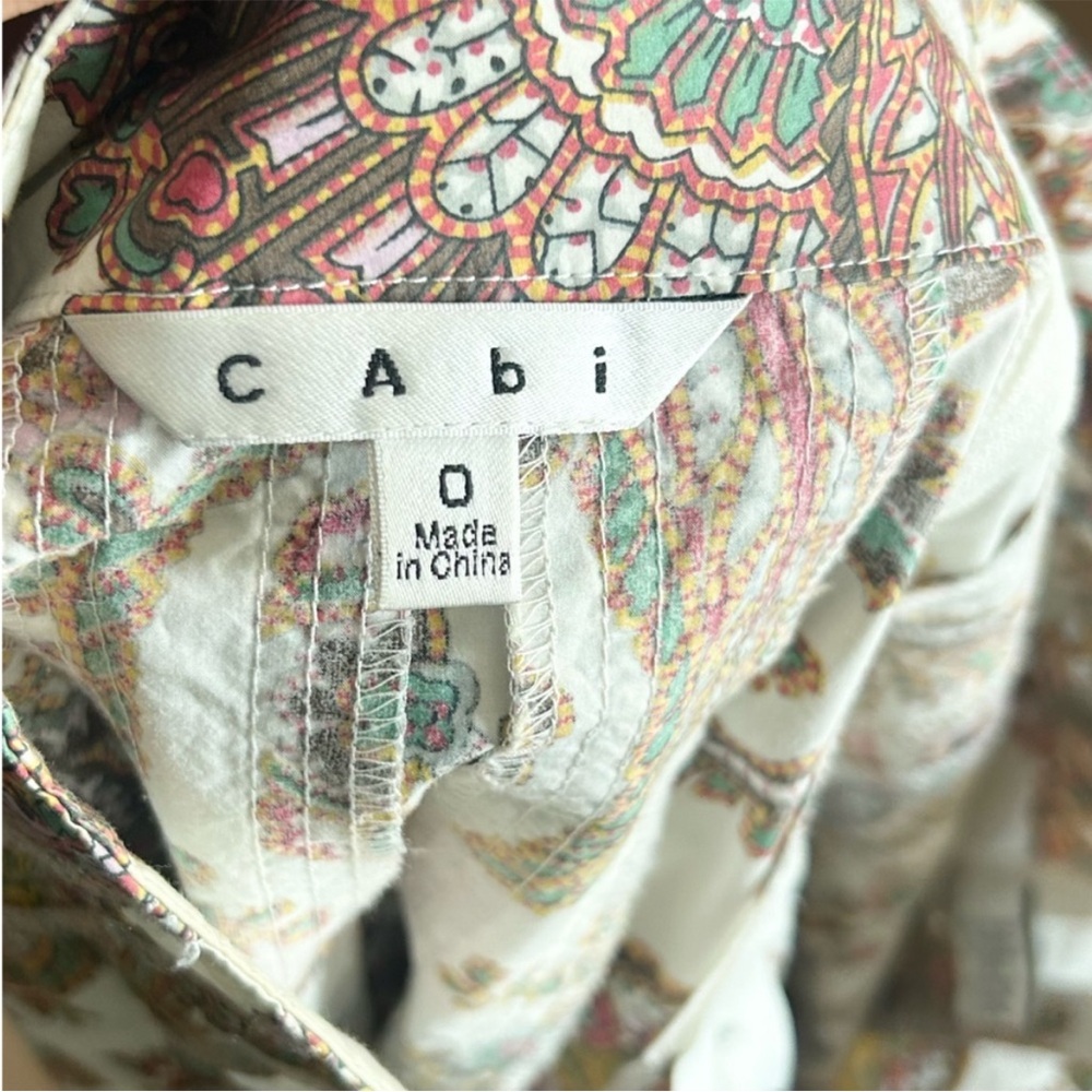 CAbi Paisley Print Midi Skirt - White and Brown size 0 - Picture 2 of 7